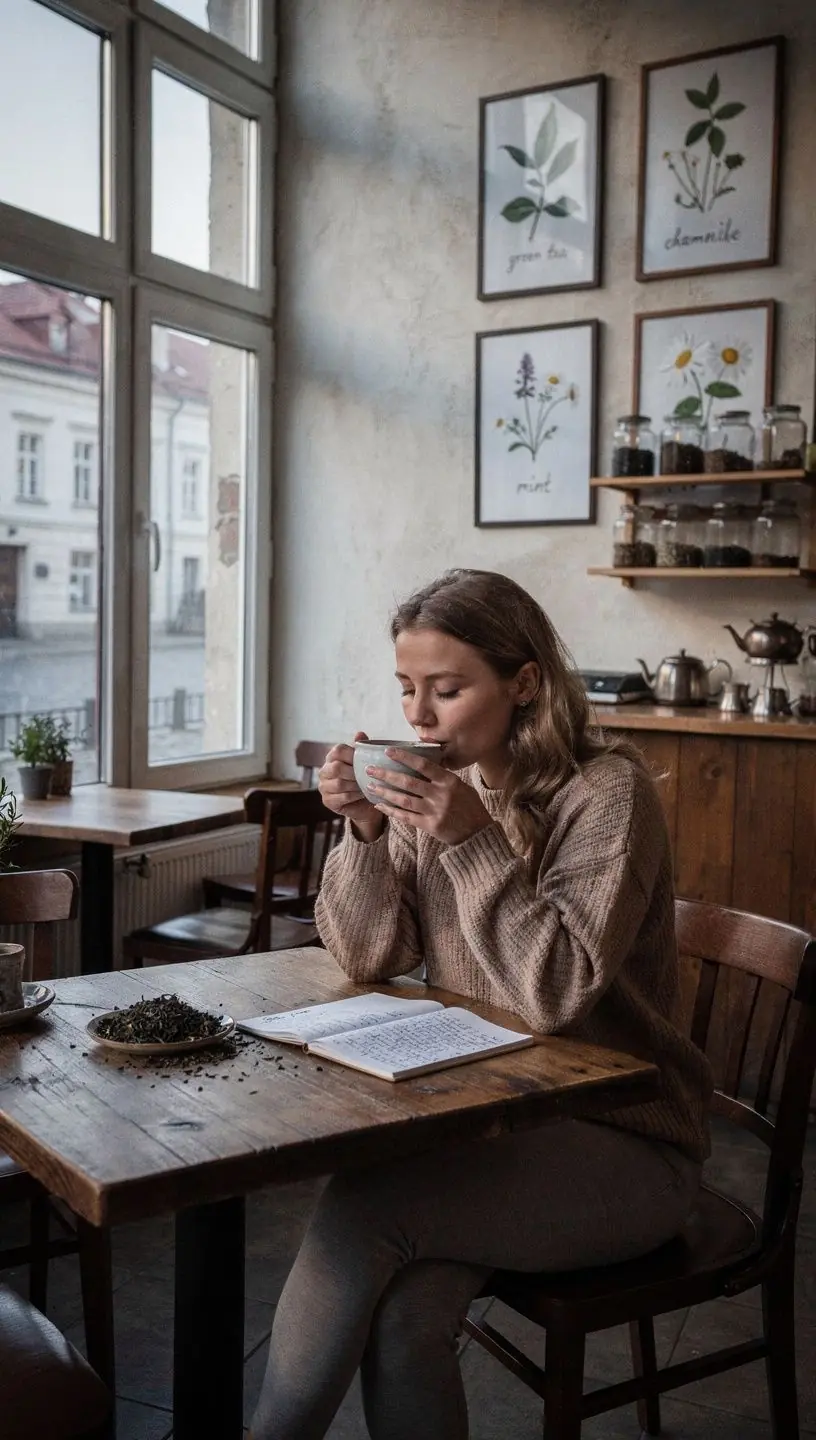 Klasikinis arbatos servizas ant staltiesės, simbolizuojantis tradicijas ir gerą savijautą.