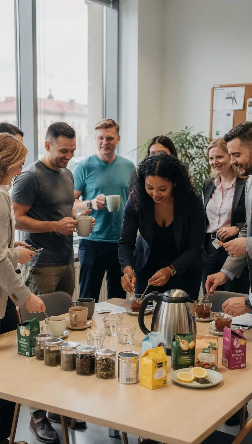 Šilta arbatos puodelio garų kupina atmosfera, perteikianti ramybės ir atsipalaidavimo jausmą.