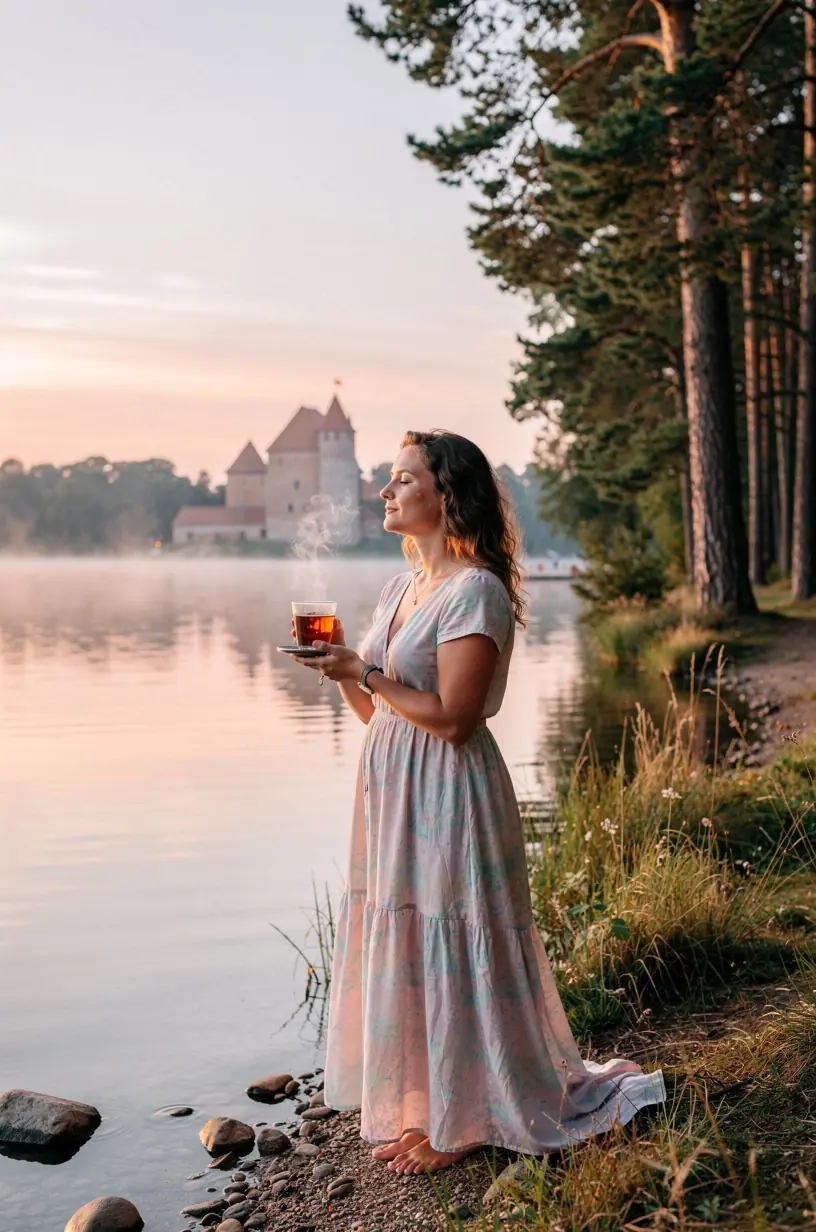 Arbatos lapeliai šviežioje gamtoje, pabrėžiantys natūralų gerovės šaltinį.