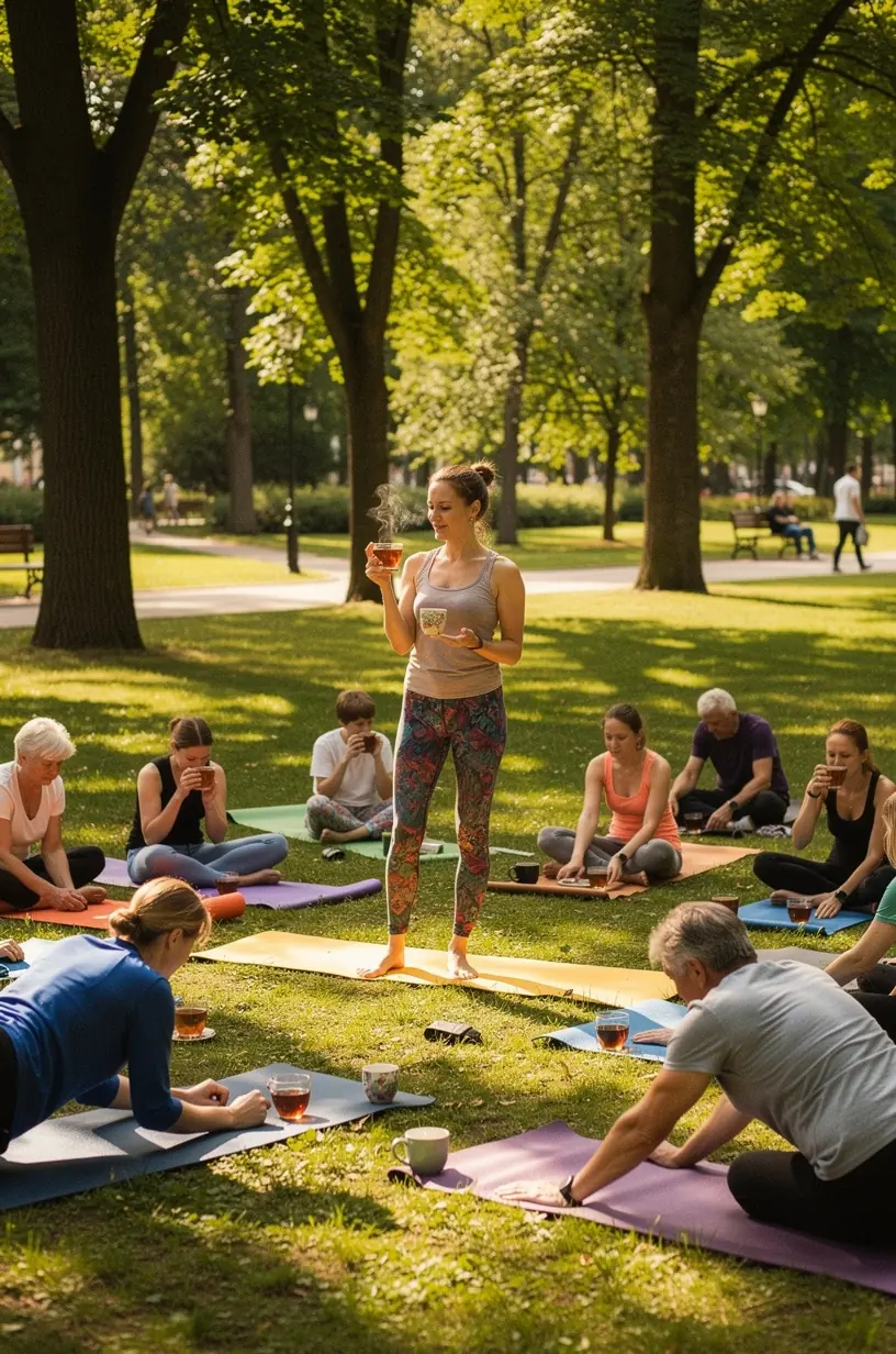 Asmuo ramiu veidu gurkšnoja arbatą, iliustruojantis šilumos teikiamą komfortą.